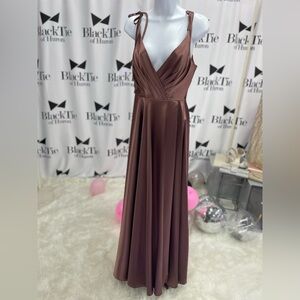 Mahogany Sleeveless V-Neck Pleated Gown